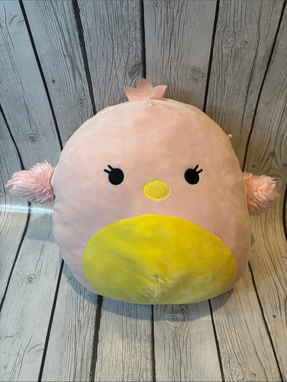 Squishmallows Pink & Yellow Plush Bird Pillow Harmony the pink swan
